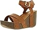Refresh Mara-05 Womens Ankle Strap Comfort Criss Cross Platform Wedge Sandals,Brown,8