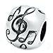 Sterling Silver Treble G Clef Melody Music Note Bead For European Charm Bracelets
