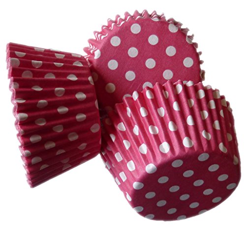 Scrumptious 51 x 38 mm Greaseproof Polkadot Cupcake Cases, Cerise
