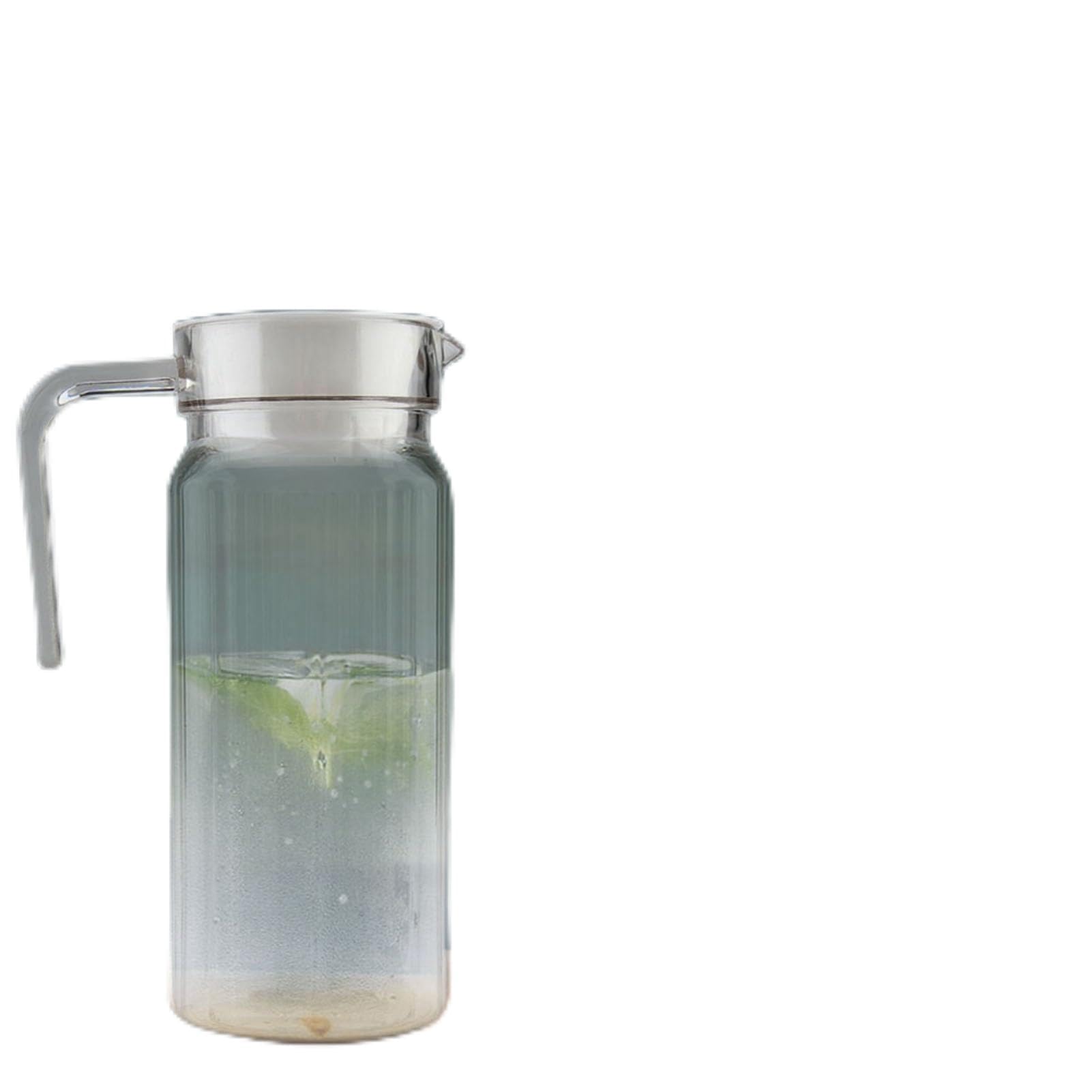Acrylic Beverage Drink Pitcher with Lid and Handle Ribbed Striped Bottle Glassware Drinkware Water Ice Cold Dispenser for Bar Home Application(800ML)