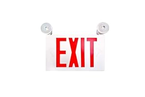 SPECTSUN LIGHTING SPECTSUN 1PACK LED Exit sign Light with Battery Backup, Red Exit Emergency Sign with 2 Lamp Heads, Fire Exit Sign with Emergency Lights, Hardwired Exit Sign, Plastic Modern Exit Sign Indoor