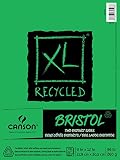 Canson XL Series Recycled Bristol Paper Pad, Dual Sided Smooth and Vellum for Pencil, Marker or Ink, Fold Over, 96 Pound, 9 x 12 In, White, 25 Sheets
