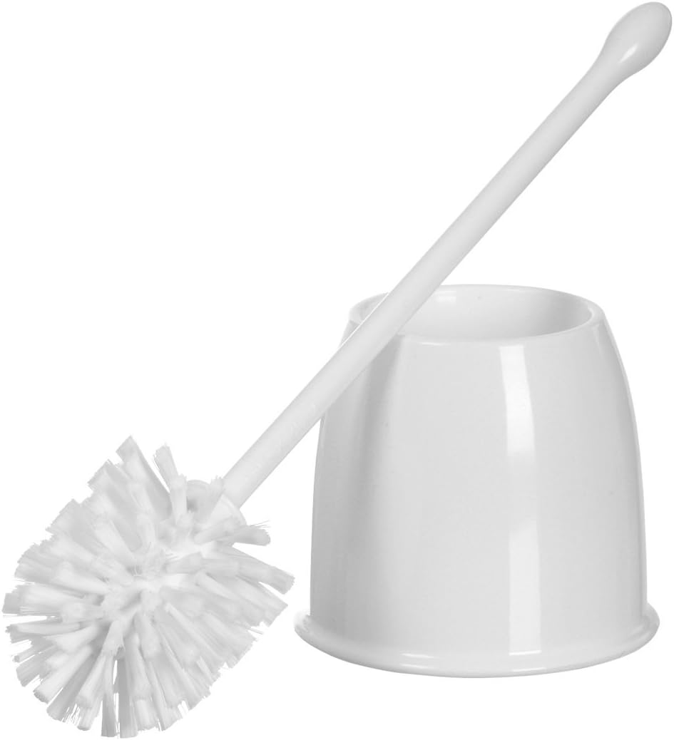 Casabella Toilet Bowl Brush with Holder Set, White: Home & Kitchen