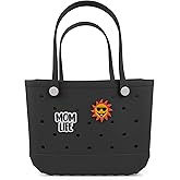 Jesslynne Beach Rubber Bag Tote Bag -Extra Large Waterproof Travel Women Handbag with Charms for Sports Beach Pool Groceries