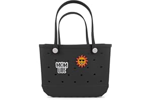 Jesslynne Beach Rubber Bag Tote Bag,Extra Large Waterproof Travel Women Handbag with Charms for Sports Beach Groceries Pool