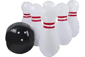 Hey! Play! Kids Giant Bowling Game Set - Inflatable Jumbo Bowling Pins and Ball for Outdoor and Indoor Use, for Children and Adults , White