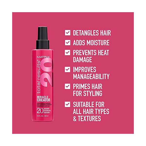 Matrix-Total-Results-Miracle-Creator-20-Multi-Benefit-Hair-Styling-Primer-Nourishes-Hair-200-ml Matrix Multi-Tasking Hair Treatment, Leave-In Conditioner and Heat Protector with 20 Benefits, Total Results, Miracle…