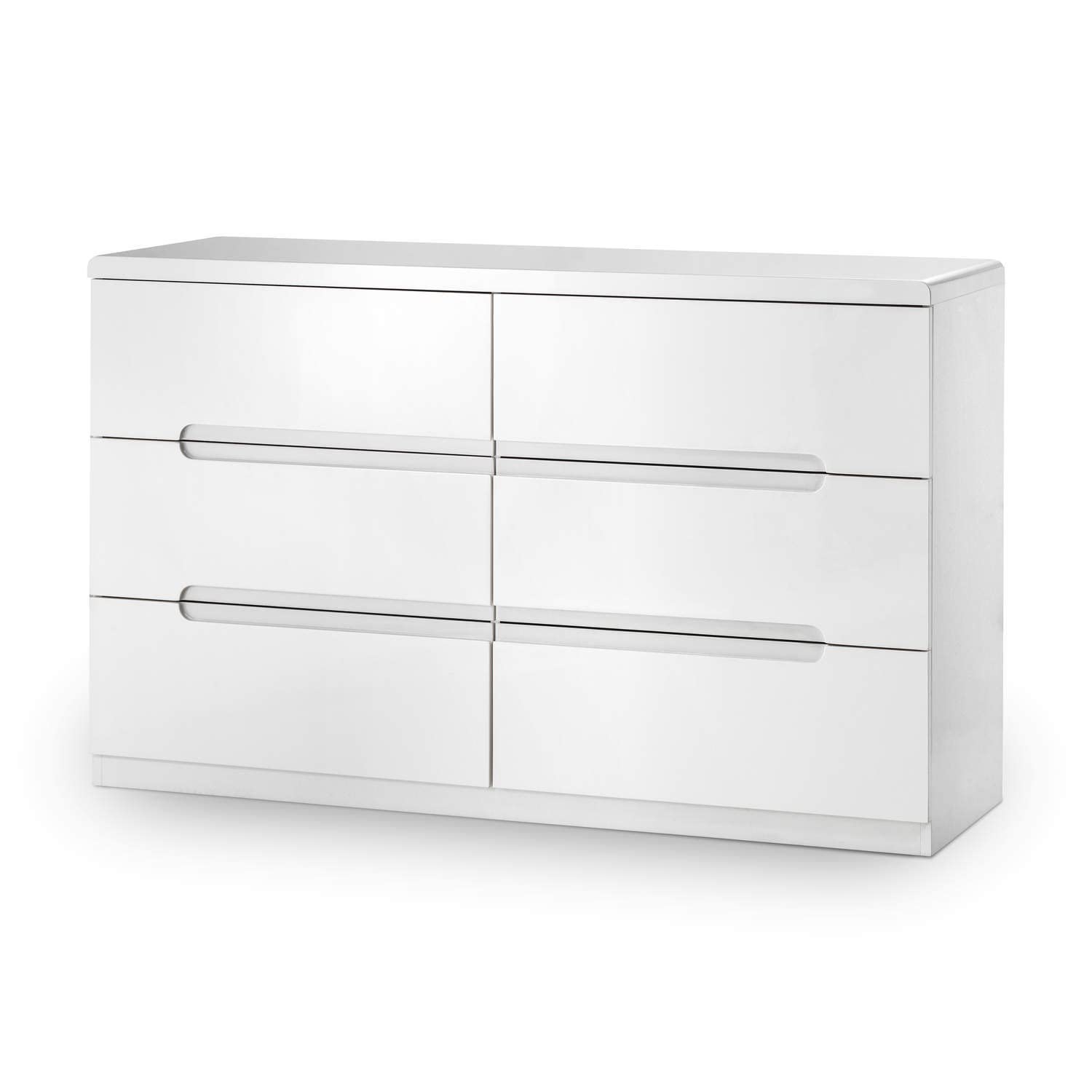 Julian Bowen Manhattan 6 Drawer Wide Chest - High Gloss White Chests