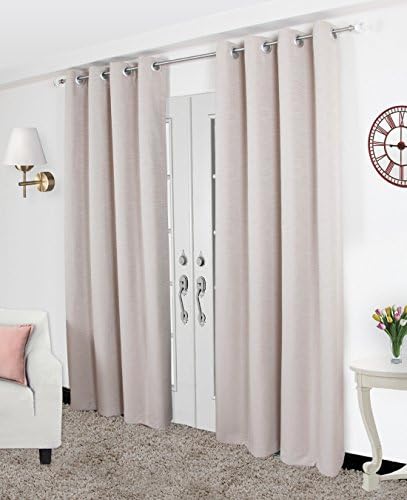 Beta Weaving Grommet Woven Room Darkening Light Block Living Bedroom Draperies Door Window Treatment Long Drapes Curtain Curtains Panels, 1 Panel, Light Brown, 54 Width x 84 Length inches
