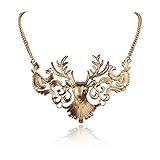 Jane Stone Moose Head Vintage Clavicle Jewelry Fashion Summer Pendant Unique Necklace(Fn0786)