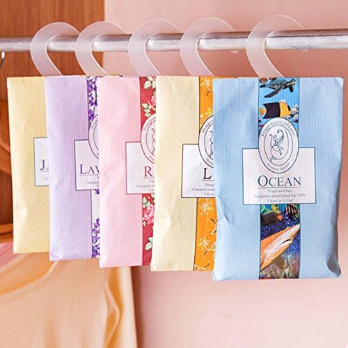 Protable Scented Sachets pack of 5 with Hanger suitable for Room, Wardrobe, Bathrooms, Cars, Laundry Baskets
