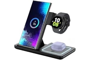 3 in 1 Wireless Charger Desk Stand for Samsung S24 S23 Galaxy Watch 2-8 Active 1 2 Buds Pro Earphones LED Fast Charging Stati