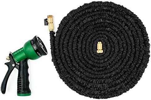 TwoOrchards Heavy Duty Light Expandable Garden Hose 2016 with upgraded Brass Fittings and Inner Latex, 75FT (Black)