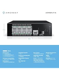 Amcrest Gigabit Uplink 9 Port PoE + Ethernet Switch con 8 ports PoE + (Plus) 802.3 at 96 W SFP Optical (agps9e8p at 96)