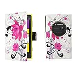 32nd Design book wallet PU leather case cover for Nokia Lumia 1020, including screen protector and cloth - Purple Rose