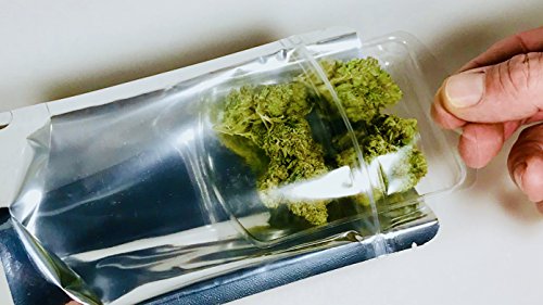 Smell Proof Odor Free TRAYBAGS Resealable, 1/8th Eighth Ounce (50 pack) Reusable Ziplock Mylar Herb and Food Storage Bag. Recyclable Insert Tray. CHILD RESISTANT HEAT SEALABLE!