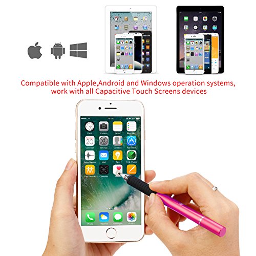 Healcity Premium Capacitive Stylus Pen,Disc & Fiber Tip 2 in 1 Series,Fine Point Stylus Tip,High Sensitivity & Precision,Universal on iPhone/ iPad/ Tablet/laptop and other Touchscreens (Red) - Thumbnail 4