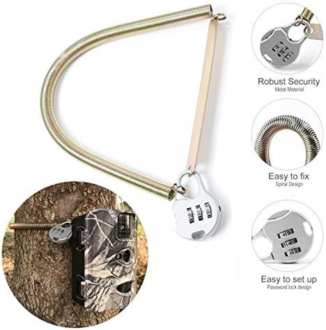 ARTITAN Lock Cable for Game Trail Camera Security 1.5m Adjustable Metal Keyed Cable Locking with Password Pin Code Protection for Wildlife Stealth Cam by CamLock