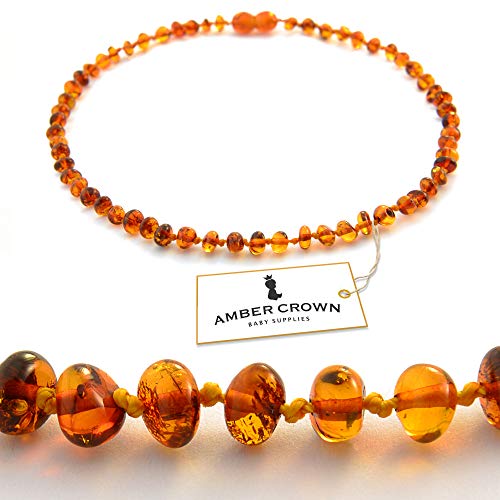 Amber Teething Necklace for Babies - Anti Inflammatory, Drooling and Teething Pain Reducing Natural Remedy - Made of Highest Quality Certified Baltic Amber - Perfect Baby Shower Gift - (Honey) - Thumbnail 2