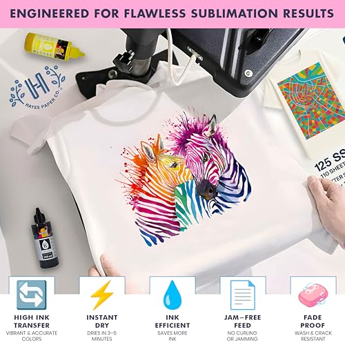 Hayes Paper Co. Sublimationspapier 150 Blatt (105g) 210 x 297 mm, DIN A4 Transferpapier, ideal für Inkjet Drucker mit Sublimationstinte, schnell trocknend, wischfest auf vielen Materialien thumbnail 3