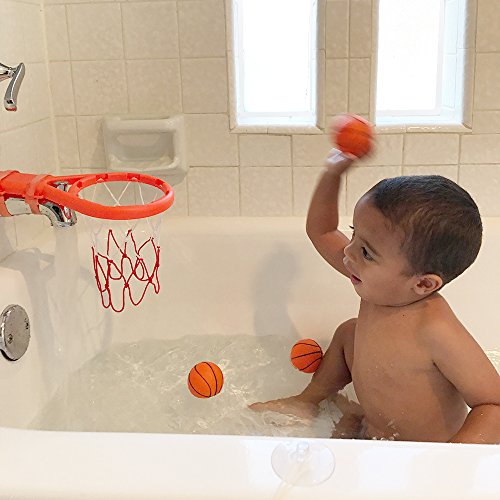 3 Bees & Me Bath Toy Basketball Hoop & Balls Set for Boys and Girls - Kid & Toddler Bath Toys Gift Set