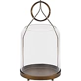 8" Wide Modern Hurricane Candle Holder with Handmade Scandinavian Glass Sleeve in Antique Brass for Pillar Candle & Plants, Hurricane Lantern Industrial, Minimalistic, Shabby Chic (1, Brass, 8"x16")