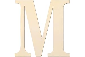 YRONTY 12 Inch Wooden Letters M, 1/5 Inch Thick Blank Unfinished Wood Letter Wooden Sign Board for Painting, Craft and Home Wall Decoration