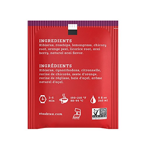 image for Stash Tea Acai Berry Herbal Tea 18 Count Tea Bags in Foil (Pack of 6) 