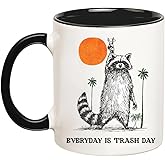 YOLANDEEUROKOK Everyday is Trash Day Mug, Funny Racoon Coffee Cup, 11 Oz Novelty Coffee Mug, Black