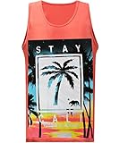 tees geek California Republic Stay Cali Men's Muscle Tee Tank Top - (Small) - Coral