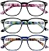 Reading Glasses Set of 3 High Quality Spring Hinged Fashion Spring Hinge Readers with Striped Temples for Women +1.75