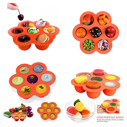 Silicone Egg Bites Molds for Instant Pot Accessories Fits Instant Pot 5,6,8 qt Pressure Cooker, Baby Food Container & Food Freezer Trays Ice Cube (Orange) - Thumbnail 2