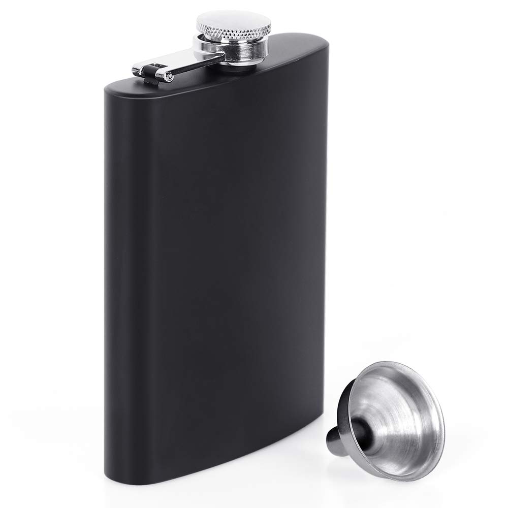 Flasks for Liquor for Men, Stainless Steel Flasks For Liquor, Hip Flasks Leak Proof Tested Pocket Flask Black 8 oz Durable Construction Flask and Funnel Set, Flasks for Liquor for Women