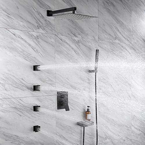 KES Rain Shower System, Full Body Shower System with Body Jets, 12Inch