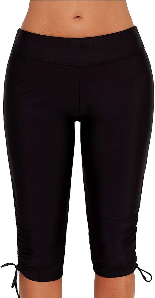 TEERFU Women High Waist Board Shorts Long Swim Shorts Pants