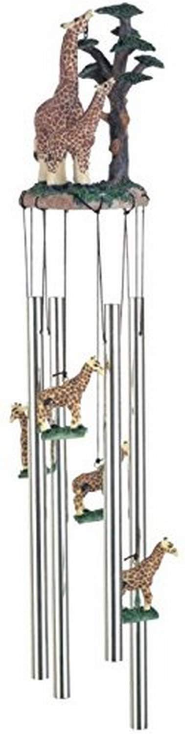 StealStreet SS-G-41016, Wind Chime Round Top Giraffe with Baby Garden Decoration Windchime, White