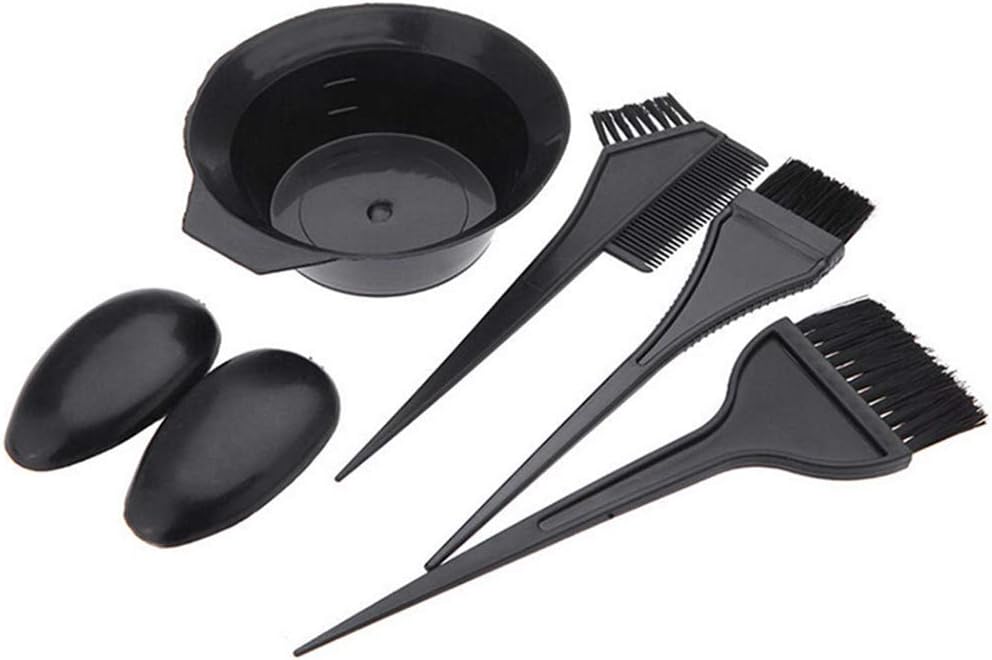 Hair Color Dye Bowl Comb Brushes Kit Set 5 Pcs,KingNew Salon Tint Coloring Hairdressing Tool(Black)