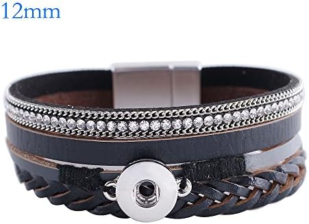 Lovmoment Mini Bracelet 12MM Multilayer with 1 Button PU Leather Snap Bangle Jewelry