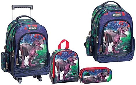 dinosaur trolley school bag