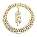 HH Bling Empire Iced Out Hip Hop Gold Faux Diamond Bubble Dripping Letter Tennis Chain Necklace 20 Inch (Dripping Letter E)