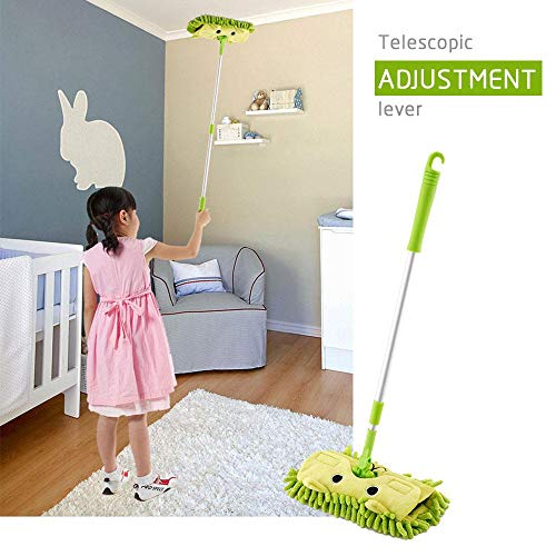 lesgos Toy Broom Set, Mini Broom with Dustpan for Kids, Pretend Play Kids Mop with Stretchable Handle Housekeeping Floor Cleaning Tools for Children