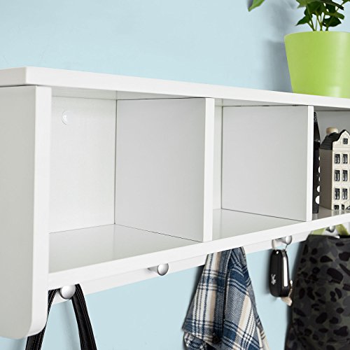 SoBuy Wall Shelves,Wall rack,Wall Cabinets ,Wall-Mounted Cabinets ,Storage Racks, Hanging Entryway Shelf,Storage Shelf ,and Coat Rack Wall Shelf with Hooks (FRG48-L-W)
