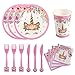 Yoodelife 100 Pack Unicorn Plates and Supplies Serves 20 with Unicorn Plates Cups Napkins Forks Knives for Birthday Baby Shower Party Supplies