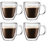 Bodum Bistro Double-wall Insulated 10-ounce Glass Mug - (Set of 4)