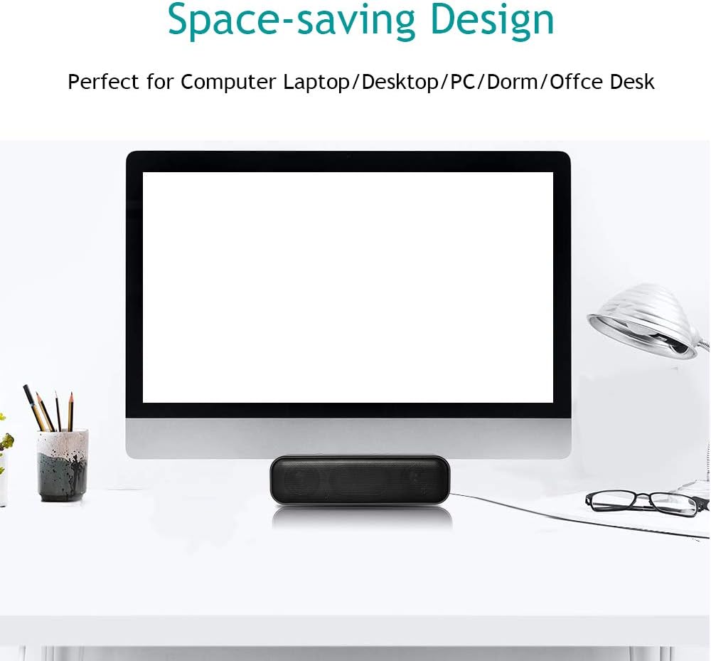 USB Computer Speaker,Wired Mini Soundbar Speaker,Laptop Stereo Speaker with Space Saving Design for Computer Laptop Desktop PC Dorm Office Desk - Image 5
