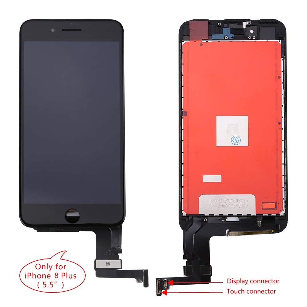 USlansis iPhone 8 Plus Screen Replacement 3D Touch Screen Glass Digitizer Frame Assembly Set with Tempered Glass Screen Protector + Repair Tools + Instruction (5.5 Inch Black)