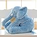 Super Soft Cute Big Stuffed Elephant Plush Doll Pillows, Baby Elephants Toys (Blue)