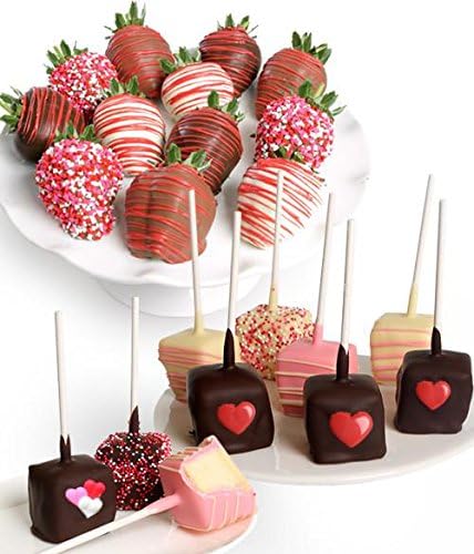 Belgian Chocolate Strawberries & Cheesecake Pops - 22pc Love & Romance Gift Box