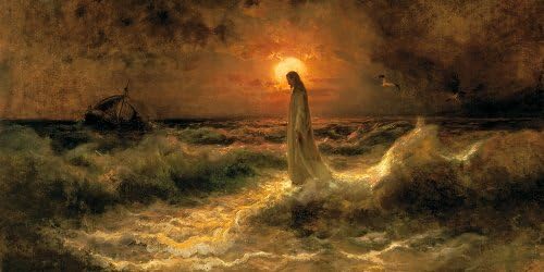 Christ Walking on the Waters By Julius Sergius Von Klever - 24" x 48" Canvas Print