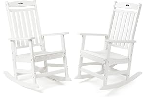 FUNBERRY Outdoor Rocking Chairs Set of 2, HDPE All Weather Poly Lumber Rocker, High Back Patio Rockers Easy Assembly